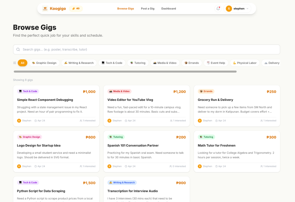 Browse Gigs Grid