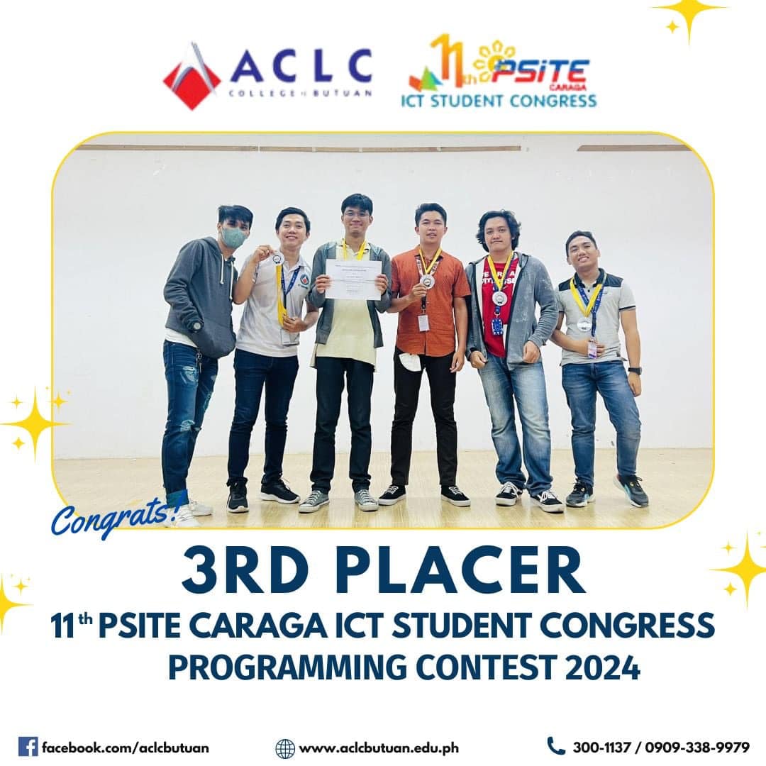 3rd Placer - 11th PSITE Caraga ICT Student Congress Programming Contest 2024